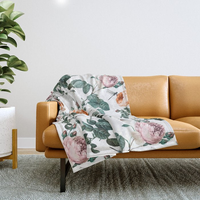 Floral and Winged Darter Throw Blanket Gallery Image 1