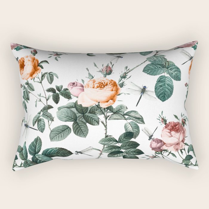 Floral and Winged Darter Rectangular Pillow Gallery Image 1