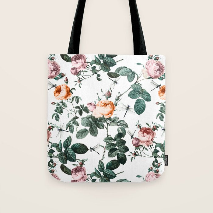 Floral and Winged Darter Tote Bag Gallery Image 1
