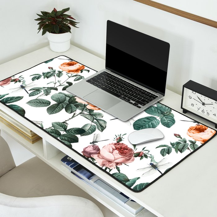 Floral and Winged Darter Desk Mat Gallery Image 2