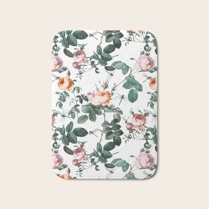 Floral and Winged Darter Bath Mat Gallery Image 1