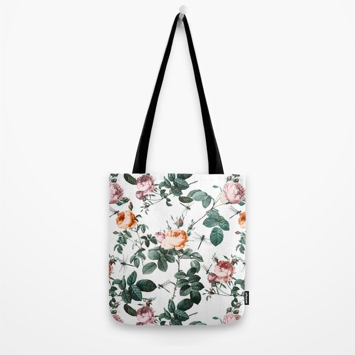 Floral and Winged Darter Tote Bag Gallery Image 2