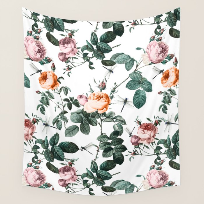 Floral and Winged Darter Wall Tapestry Gallery Image 1