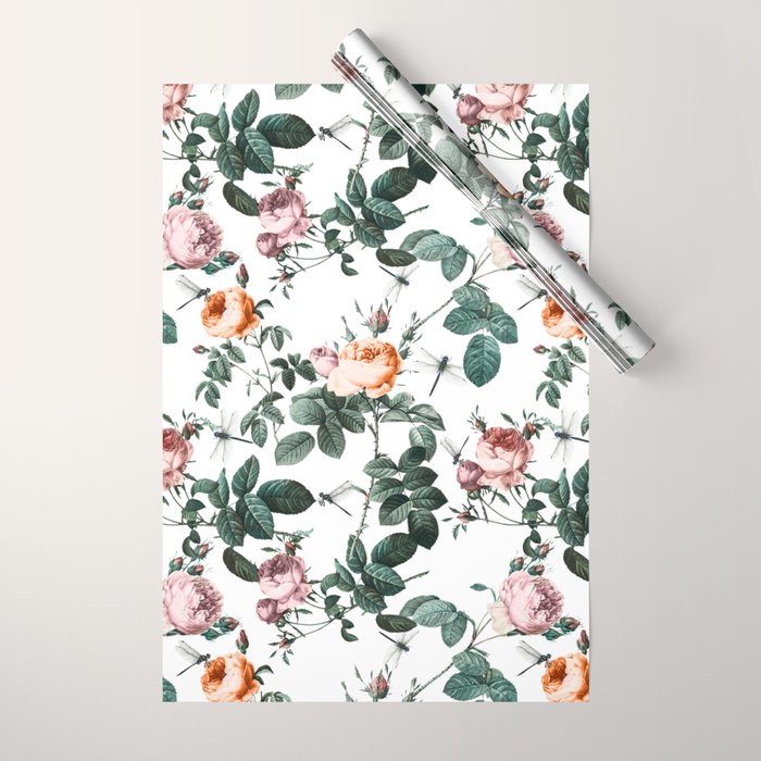 Floral and Winged Darter Wrapping Paper Gallery Image 1