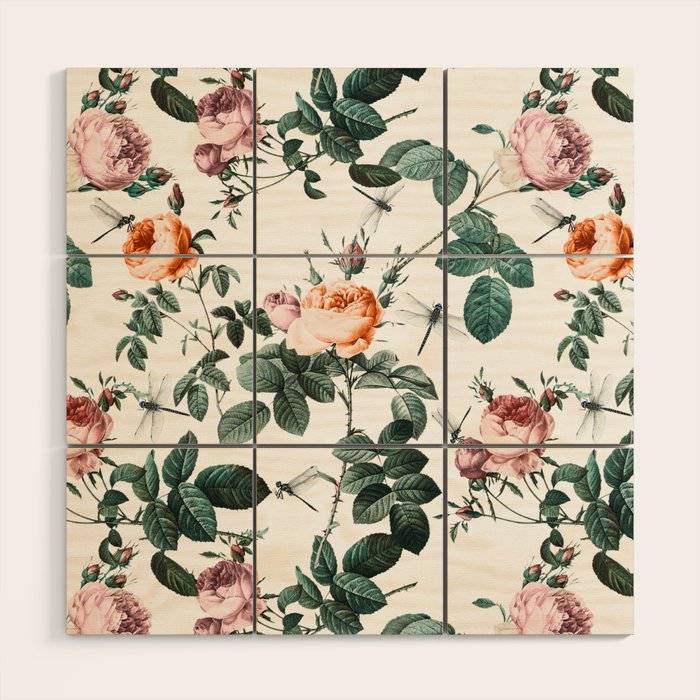 Floral and Winged Darter Wood Wall Art Gallery Image 1