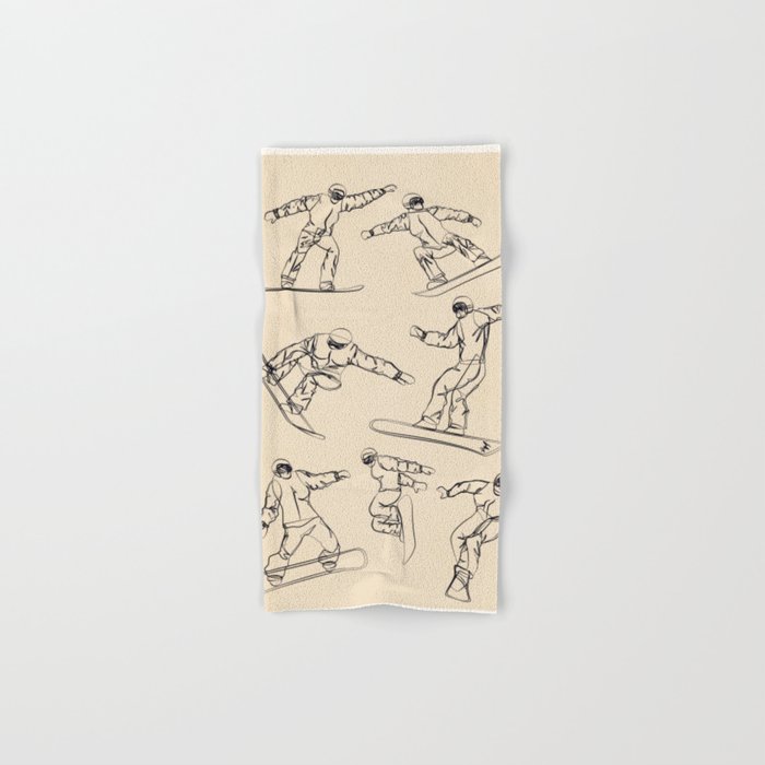 Minimal Snowboarders Line Art 2 Bath Towel Gallery Image 1