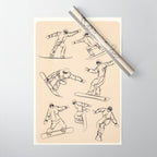 Minimal Snowboarders Line Art 2 Wrapping Paper Gallery Image 1