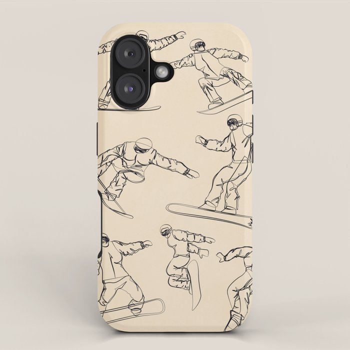 Minimal Snowboarders Line Art 2 iPhone Case Gallery Image 1