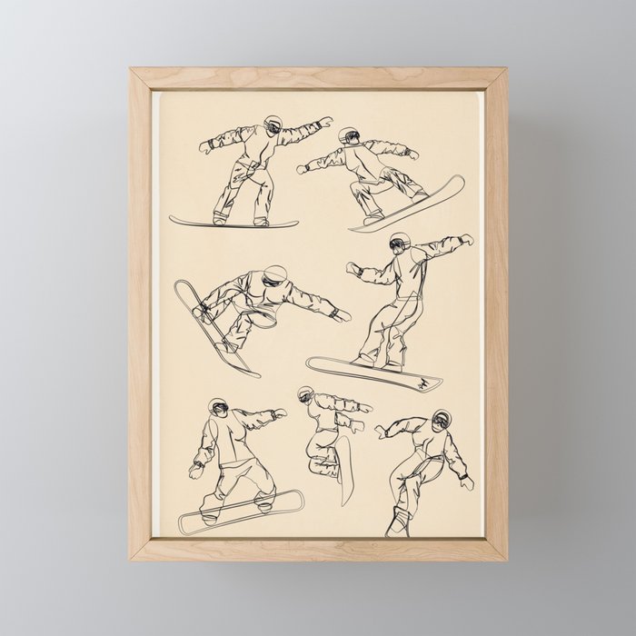 Minimal Snowboarders Line Art 2 Mini Art Print Gallery Image 1