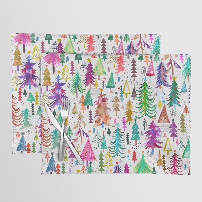 Colorful Christmas Trees Placemat Gallery Image 1