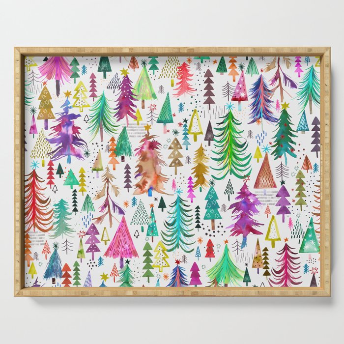 Colorful Christmas Trees Serving Tray Gallery Image 1