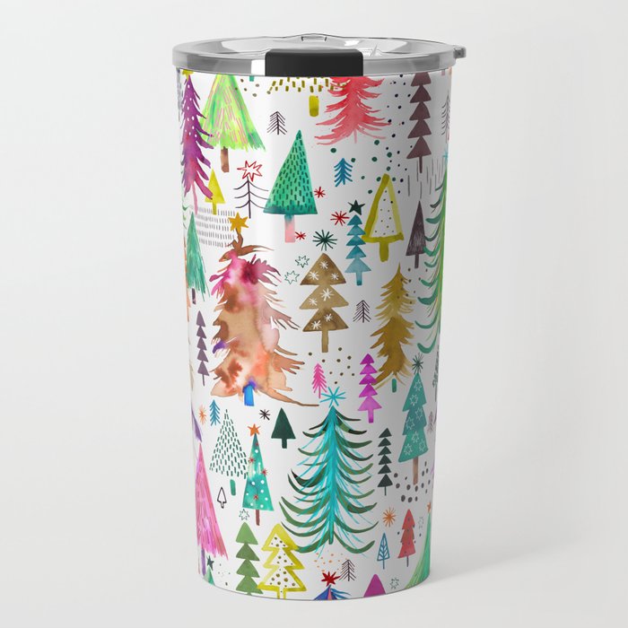 Colorful Christmas Trees Travel Mug Gallery Image 1