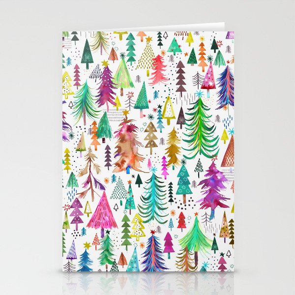 Colorful Christmas Trees Stationery Card Gallery Image 2