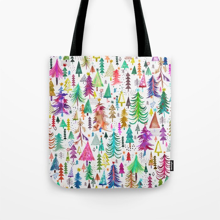 Colorful Christmas Trees Tote Bag Gallery Image 1