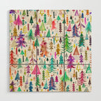 Colorful Christmas Trees Wood Wall Art Gallery Image 1