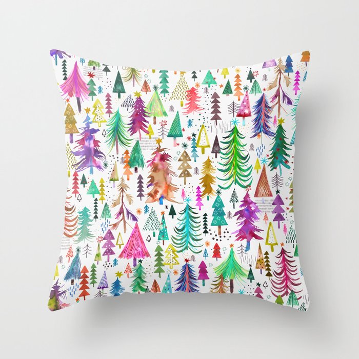 Colorful Christmas Trees Throw Pillow Gallery Image 6