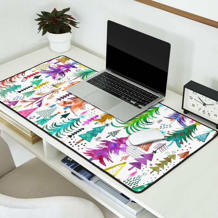 Colorful Christmas Trees Desk Mat Gallery Image 2