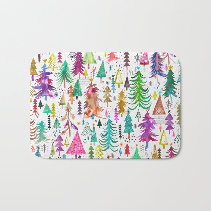 Colorful Christmas Trees Bath Mat Gallery Image 1
