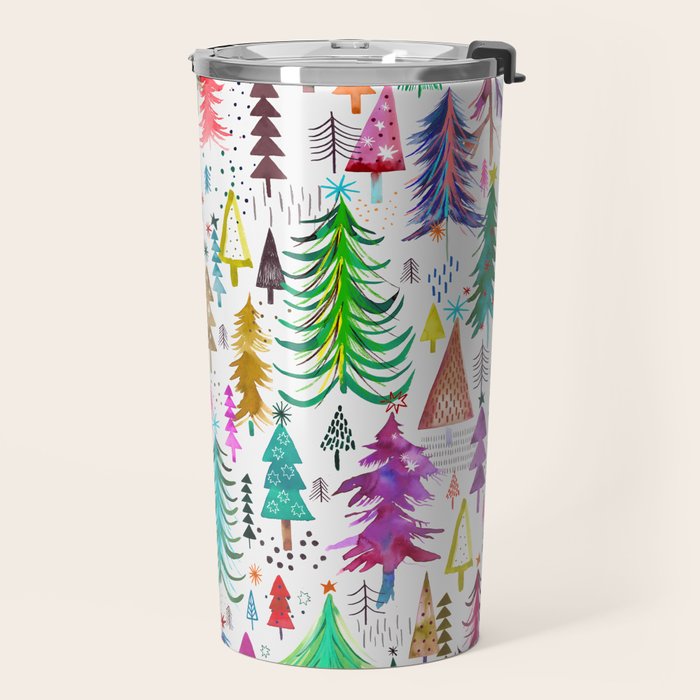 Colorful Christmas Trees Travel Mug Gallery Image 2