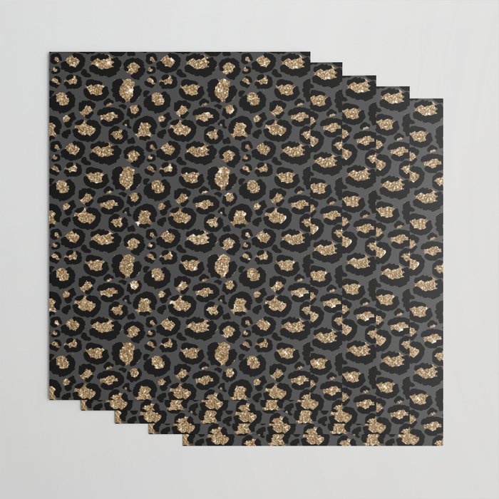 Black Gold Leopard Print Pattern Wrapping Paper Gallery Image 3