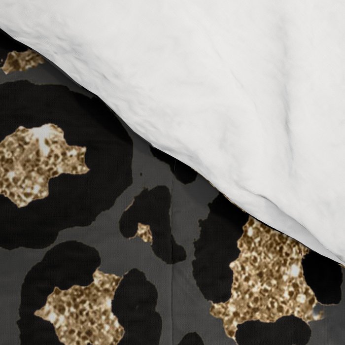 Black Gold Leopard Print Pattern Comforter Gallery Image 4