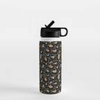 Black Gold Leopard Print Pattern Water Bottle Gallery Image 1