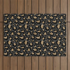 Black Gold Leopard Print Pattern Outdoor Rug Gallery Image 1