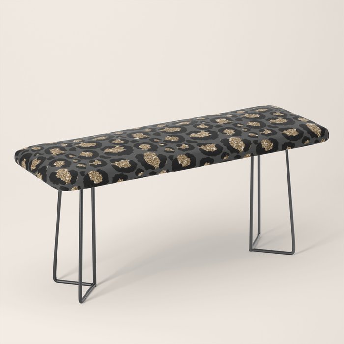Black Gold Leopard Print Pattern Bench Gallery Image 1