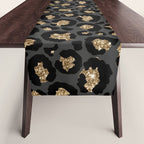 Black Gold Leopard Print Pattern Table Runner Gallery Image 1
