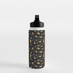 Black Gold Leopard Print Pattern Water Bottle Gallery Image 3