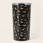Black Gold Leopard Print Pattern Travel Mug Gallery Image 1