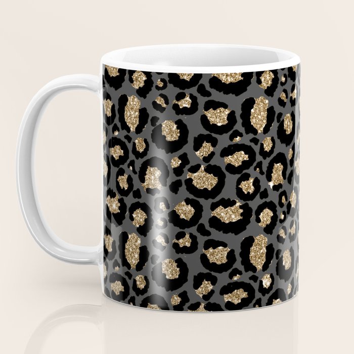 Black Gold Leopard Print Pattern Coffee Mug Gallery Image 3