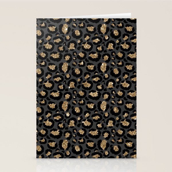 Black Gold Leopard Print Pattern Stationery Card Gallery Image 2
