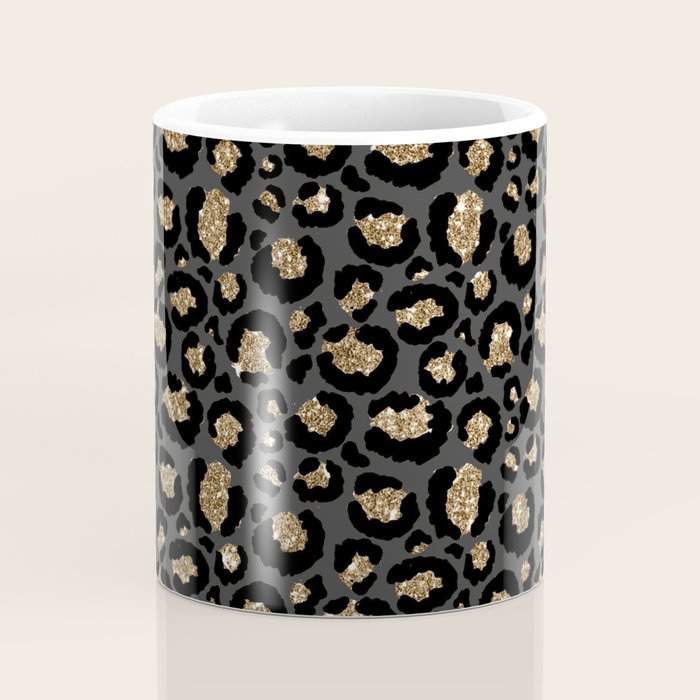 Black Gold Leopard Print Pattern Coffee Mug Gallery Image 4