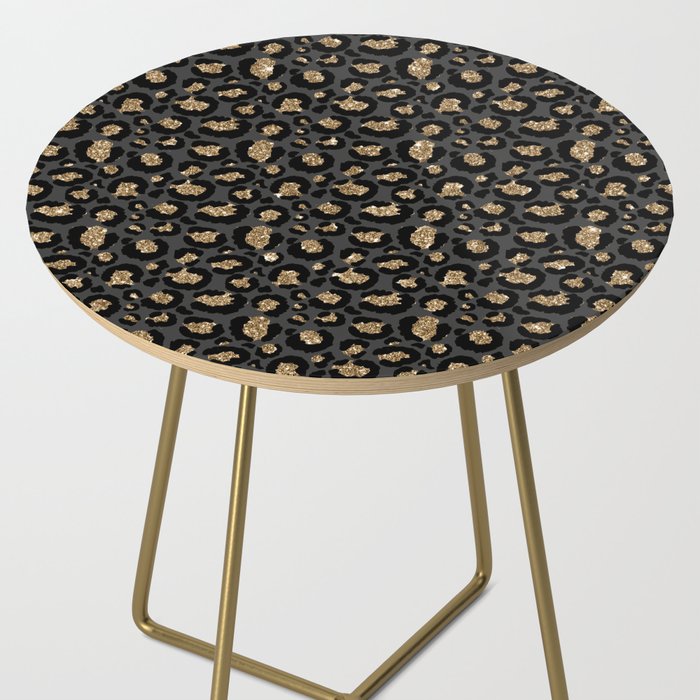 Black Gold Leopard Print Pattern Side Table Gallery Image 2