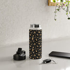 Black Gold Leopard Print Pattern Water Bottle Gallery Image 4