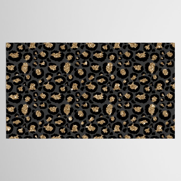Black Gold Leopard Print Pattern Tablecloth Gallery Image 2