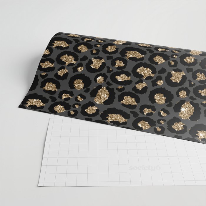 Black Gold Leopard Print Pattern Wrapping Paper Gallery Image 2