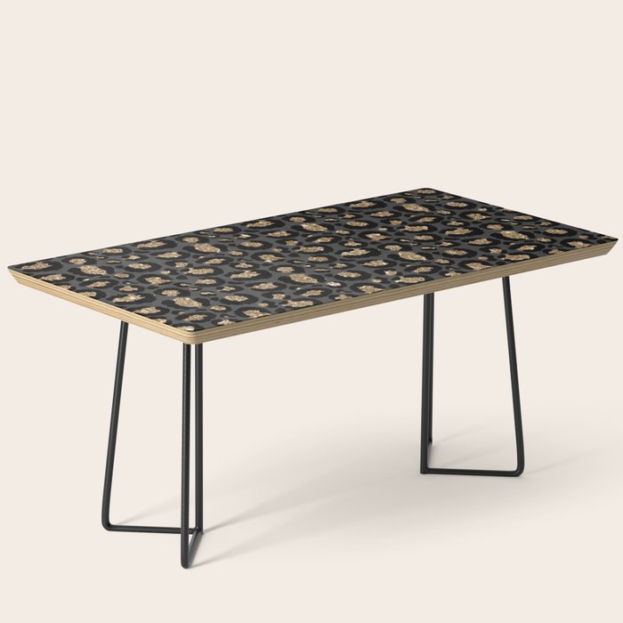 Black Gold Leopard Print Pattern Coffee Table Gallery Image 1