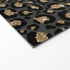 Black Gold Leopard Print Pattern Welcome Mat Gallery Image 2