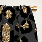 Black Gold Leopard Print Pattern Window Curtain Gallery Image 2