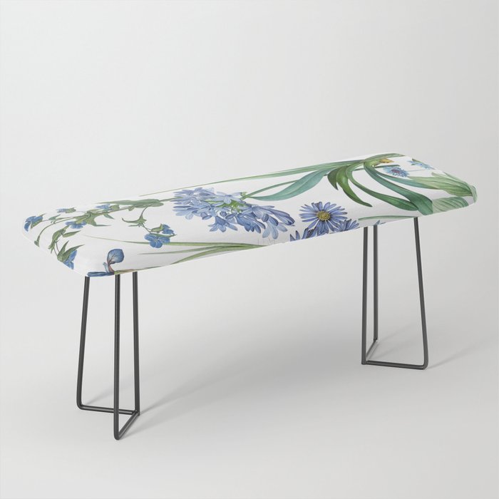 Blue Botanical Floral Bench Gallery Image 1
