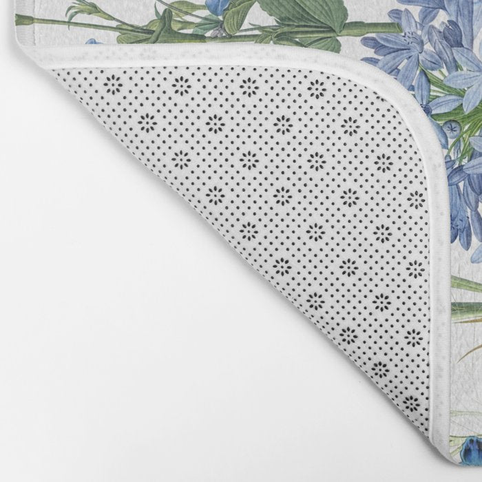 Blue Botanical Floral Bath Mat Gallery Image 2