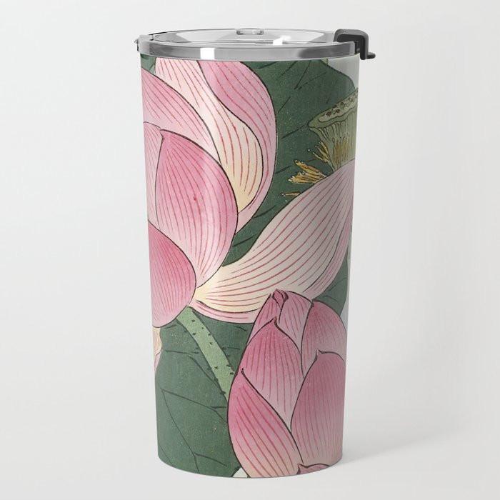 Flowering lotus flowers, Ohara Koson Travel Mug Gallery Image 2