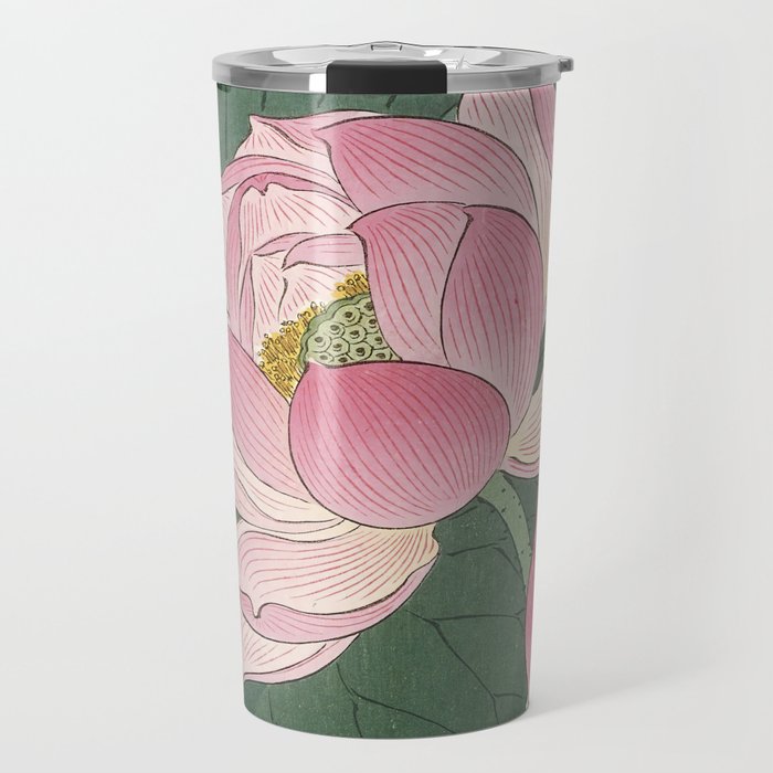 Flowering lotus flowers, Ohara Koson Travel Mug Gallery Image 1