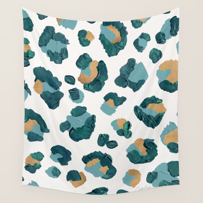 Leopard Print - Teal & Copper Wall Tapestry Gallery Image 4