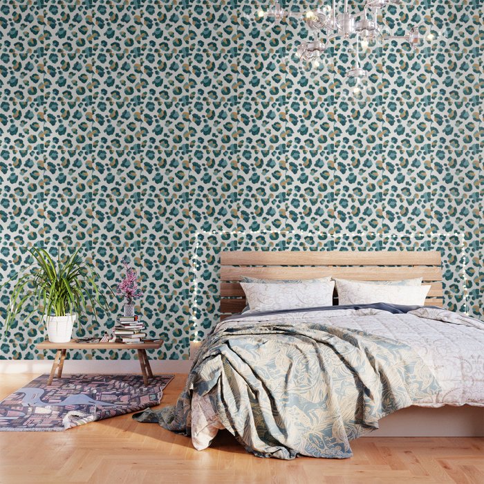 Leopard Print - Teal & Copper Wallpaper Gallery Image 1