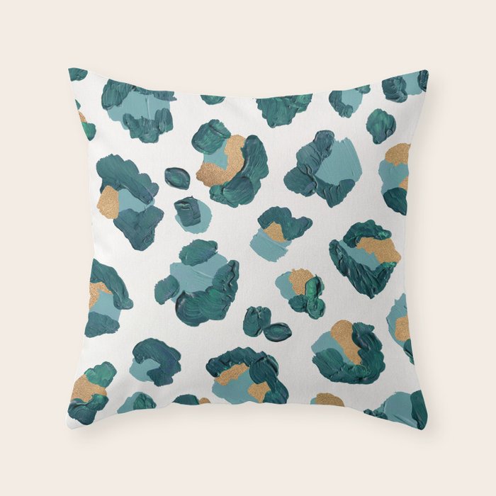 Leopard Print - Teal & Copper Throw Pillow Gallery Image 6