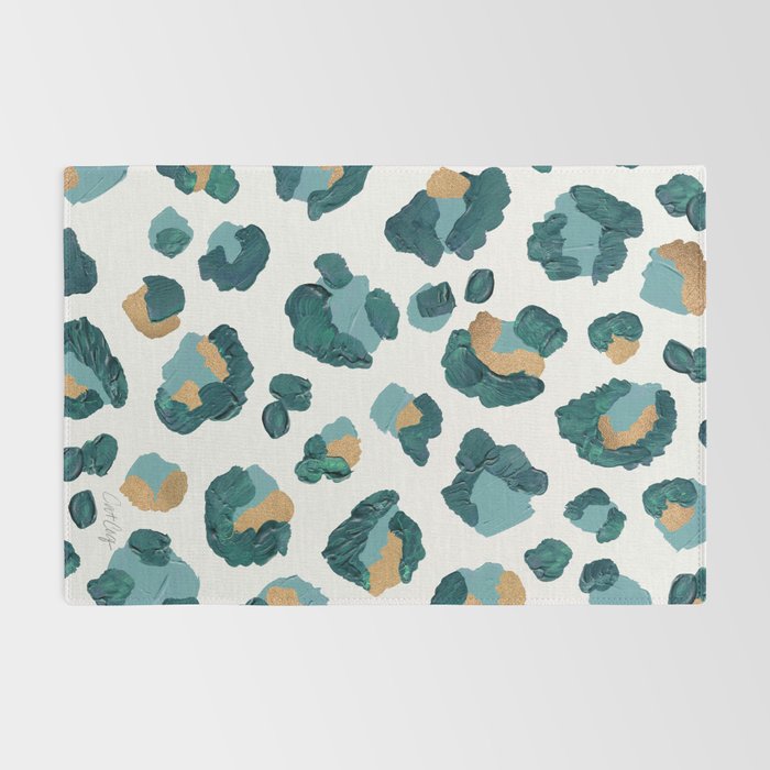 Leopard Print - Teal & Copper Rug Gallery Image 2