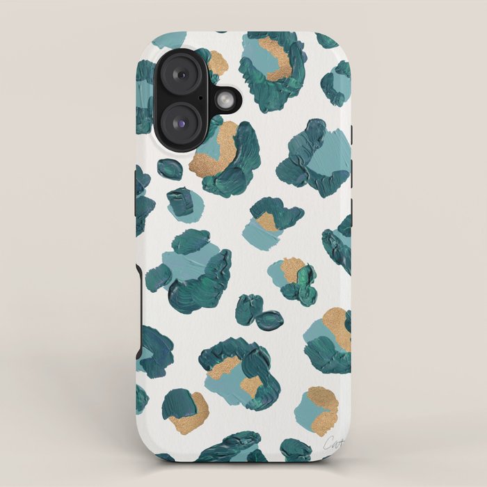 Leopard Print - Teal & Copper iPhone Case Gallery Image 1
